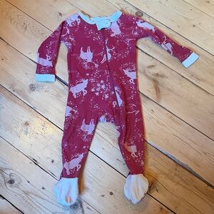 Burt's Bees Baby Red and White Reindeer Kids Footie
